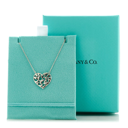 Tiffany Sterling Silver Paloma Picasso Olive Leaf Heart Pendant Necklace 5 of 5