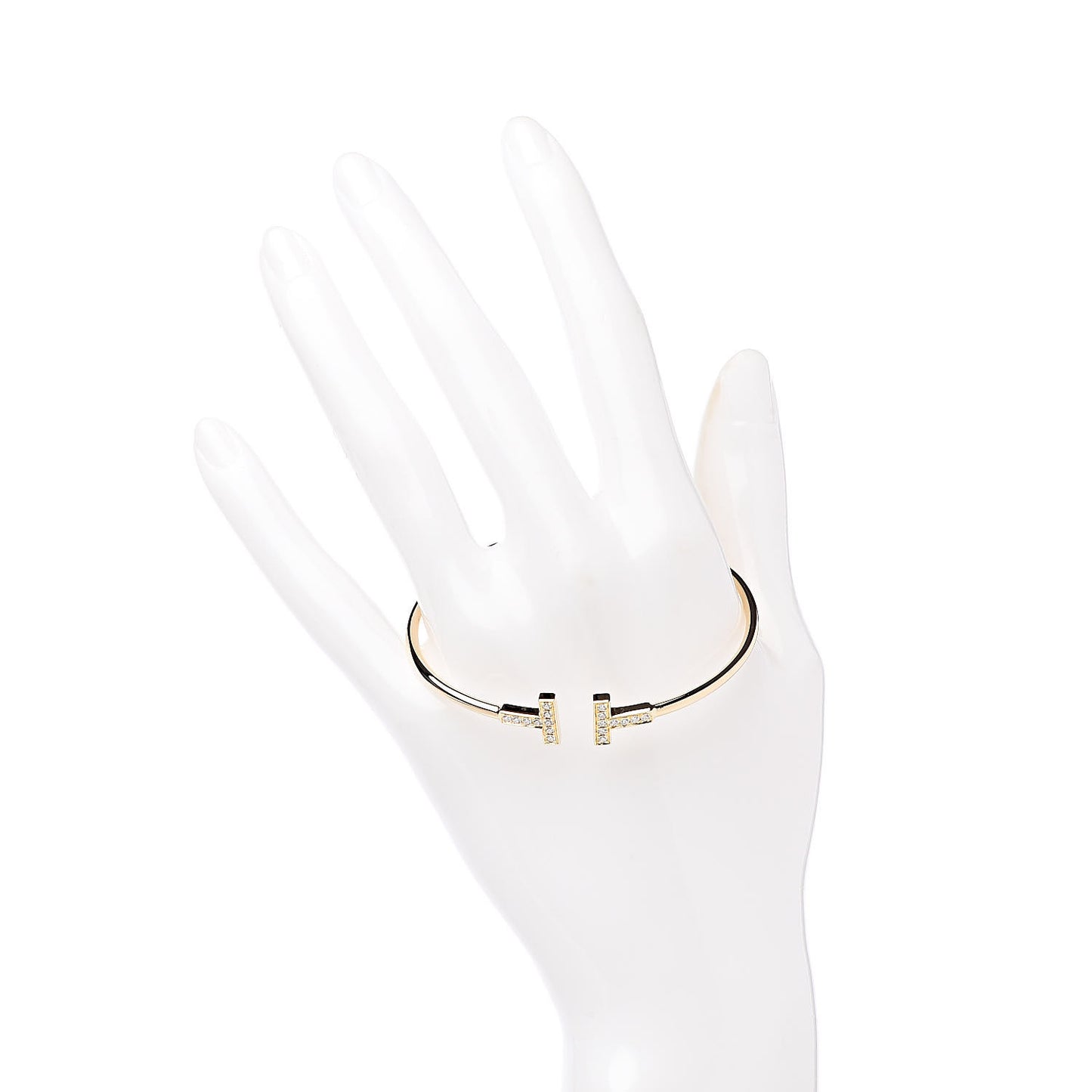 18K Yellow Gold Diamond T Wire Bracelet