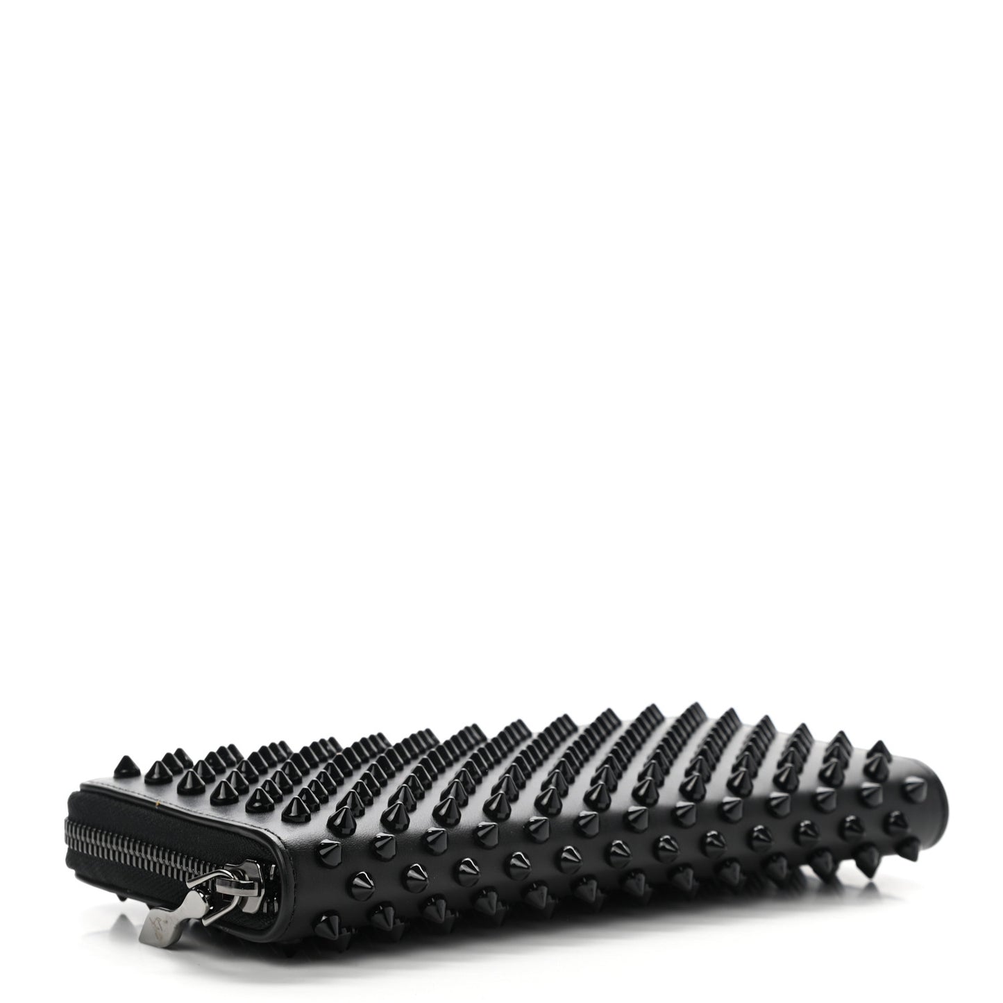 Calfskin Panettone Spiked Zip Around Wallet Black