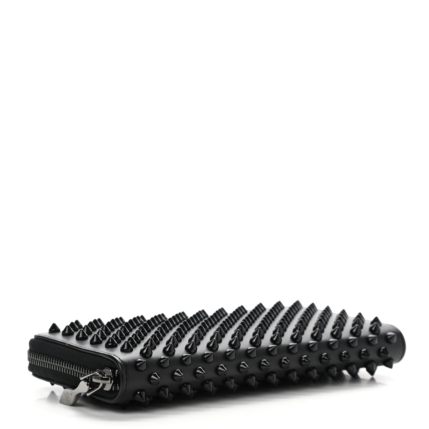 Christian Louboutin Calfskin Panettone Spiked Zip Around Wallet Black 4 of 7