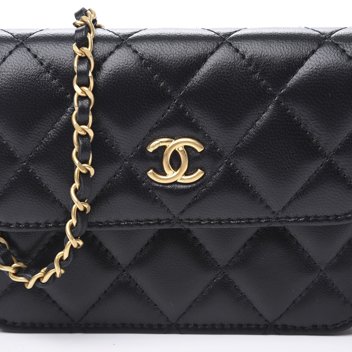 Chanel Lambskin Quilted Pearl Crush Clutch With Chain Black 10 of 12