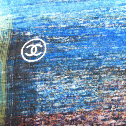 Chanel Cashmere Tweed We Need Stole Blue Green 5 of 5