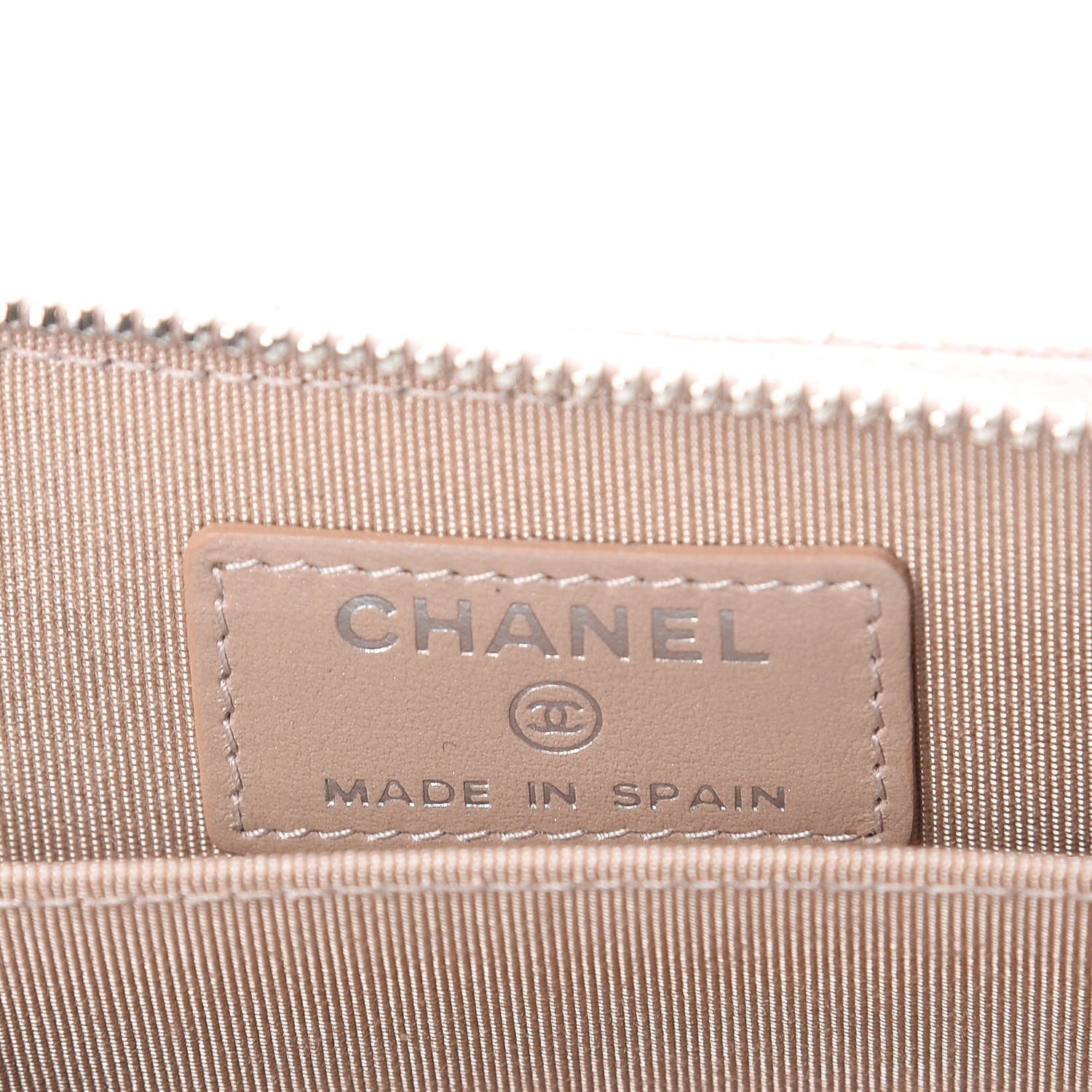 Chanel Metallic Caviar Chevron Quilted Zip Around Coin Purse Light Gold 6 of 8