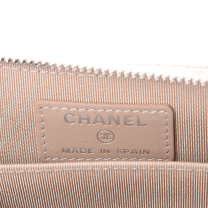 Chanel Metallic Caviar Chevron Quilted Zip Around Coin Purse Light Gold 6 of 8