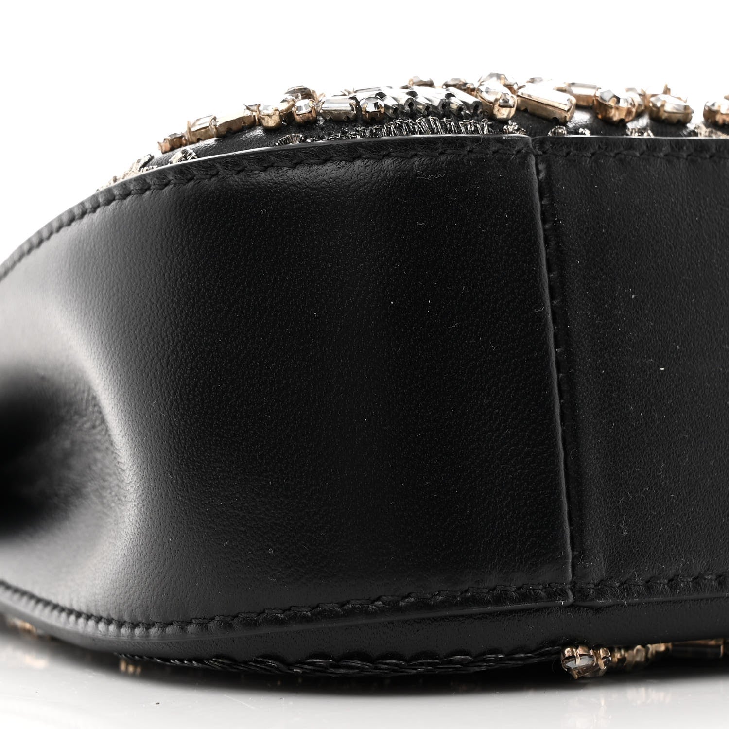 Alexander McQueen Lambskin Embellished Crystal Mini T-Bar Bag Black 8 of 10