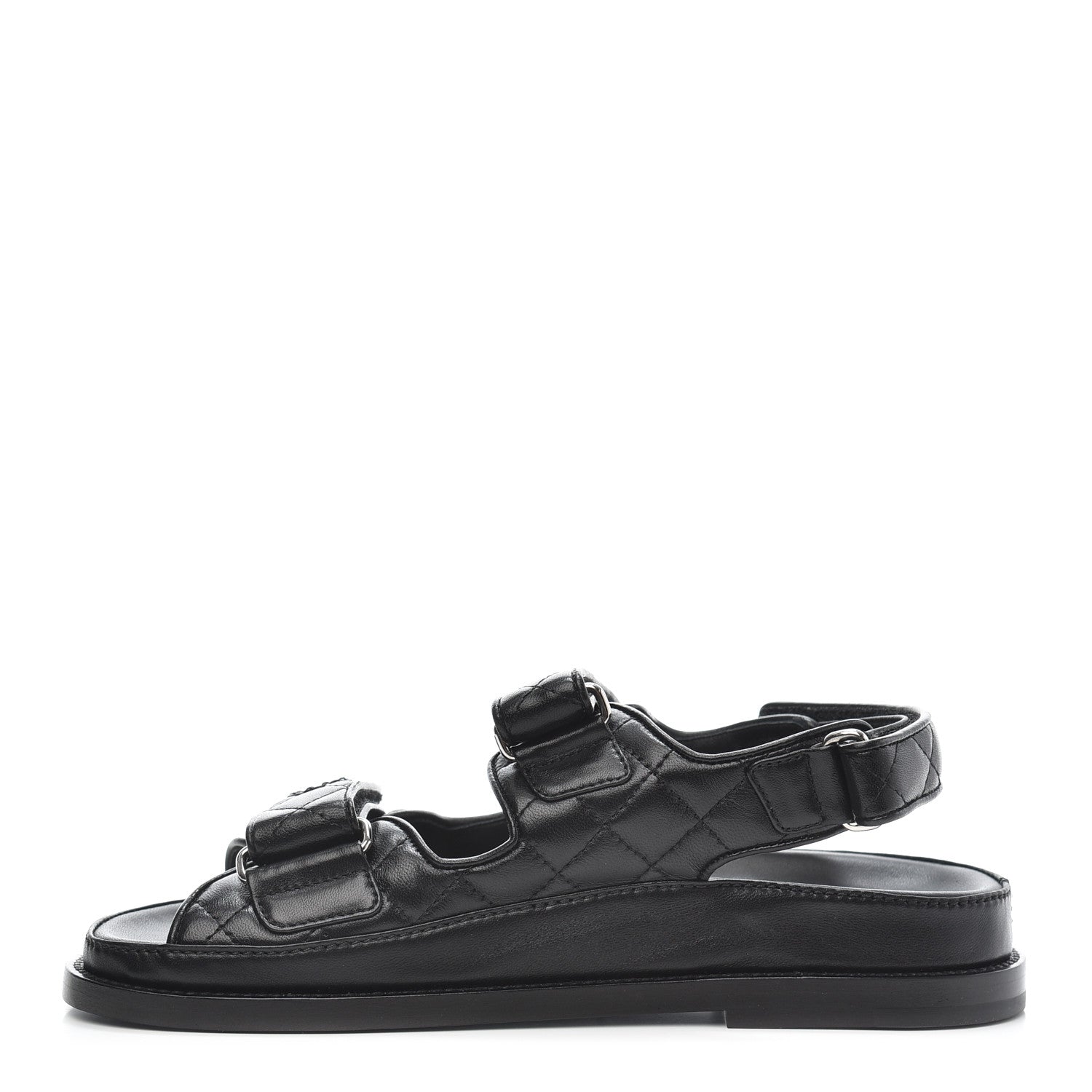 Chanel Lambskin Velcro Dad Sandals 36 Black 1 of 9