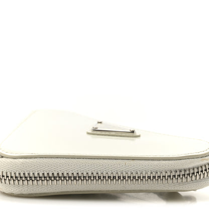 Prada Spazzolato Mini Triangle Chain Crossbody Pouch White 9 of 11