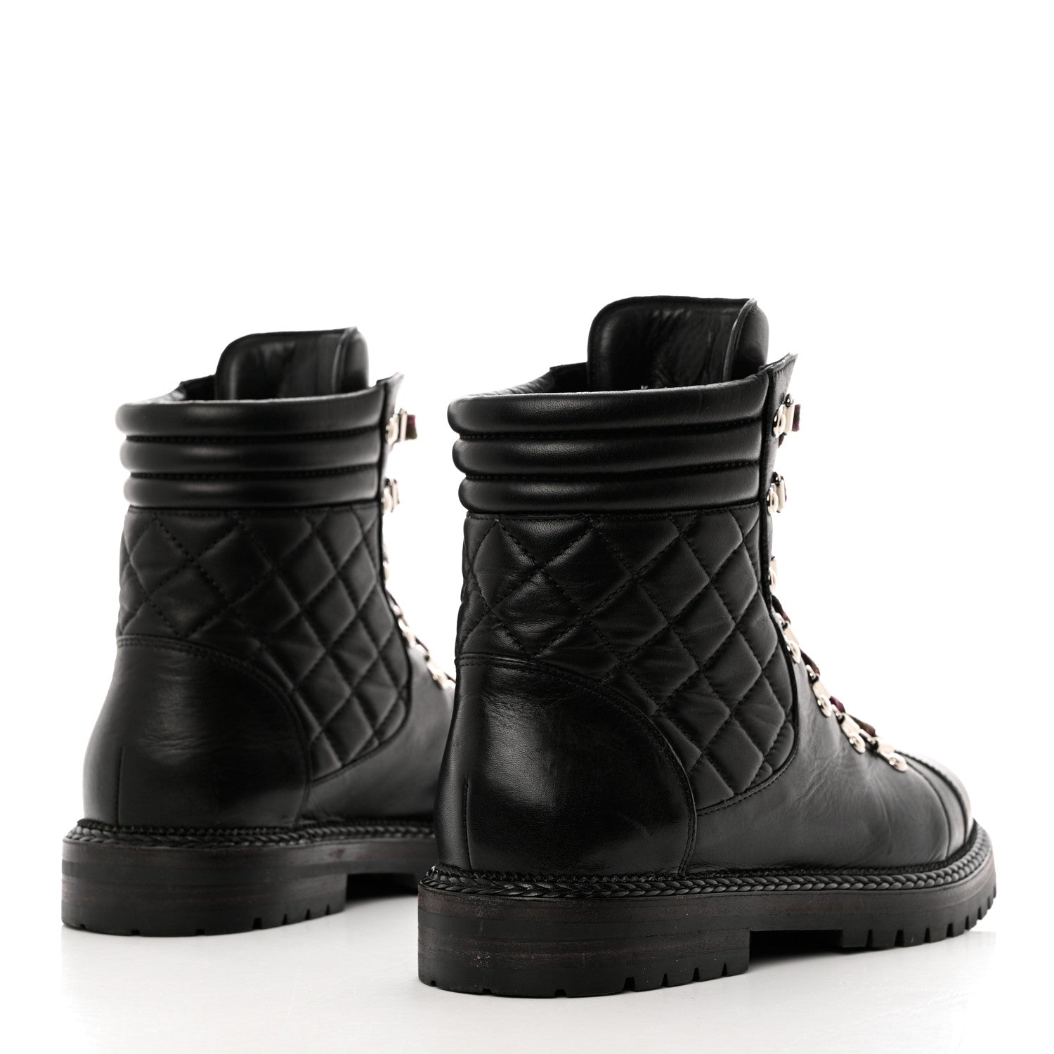 Chanel Lambskin Quilted Lace Up Boots 39 4 of 11