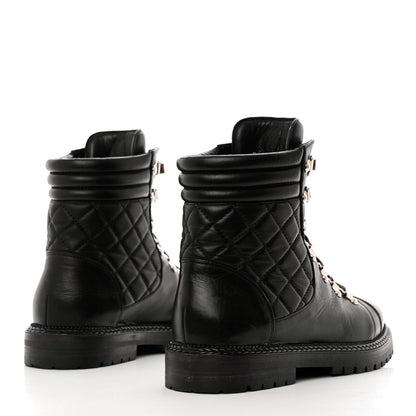 Chanel Lambskin Quilted Lace Up Boots 39 4 of 11