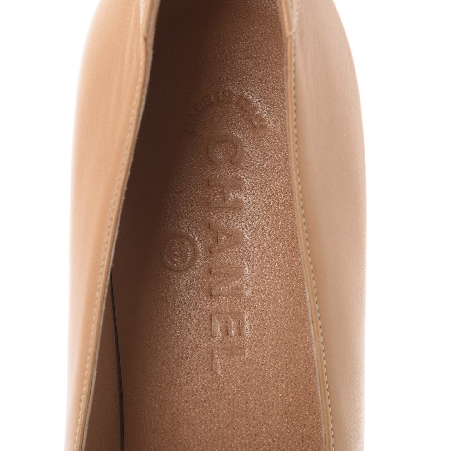 Lambskin Patent Cap Toe Pumps 41 Beige