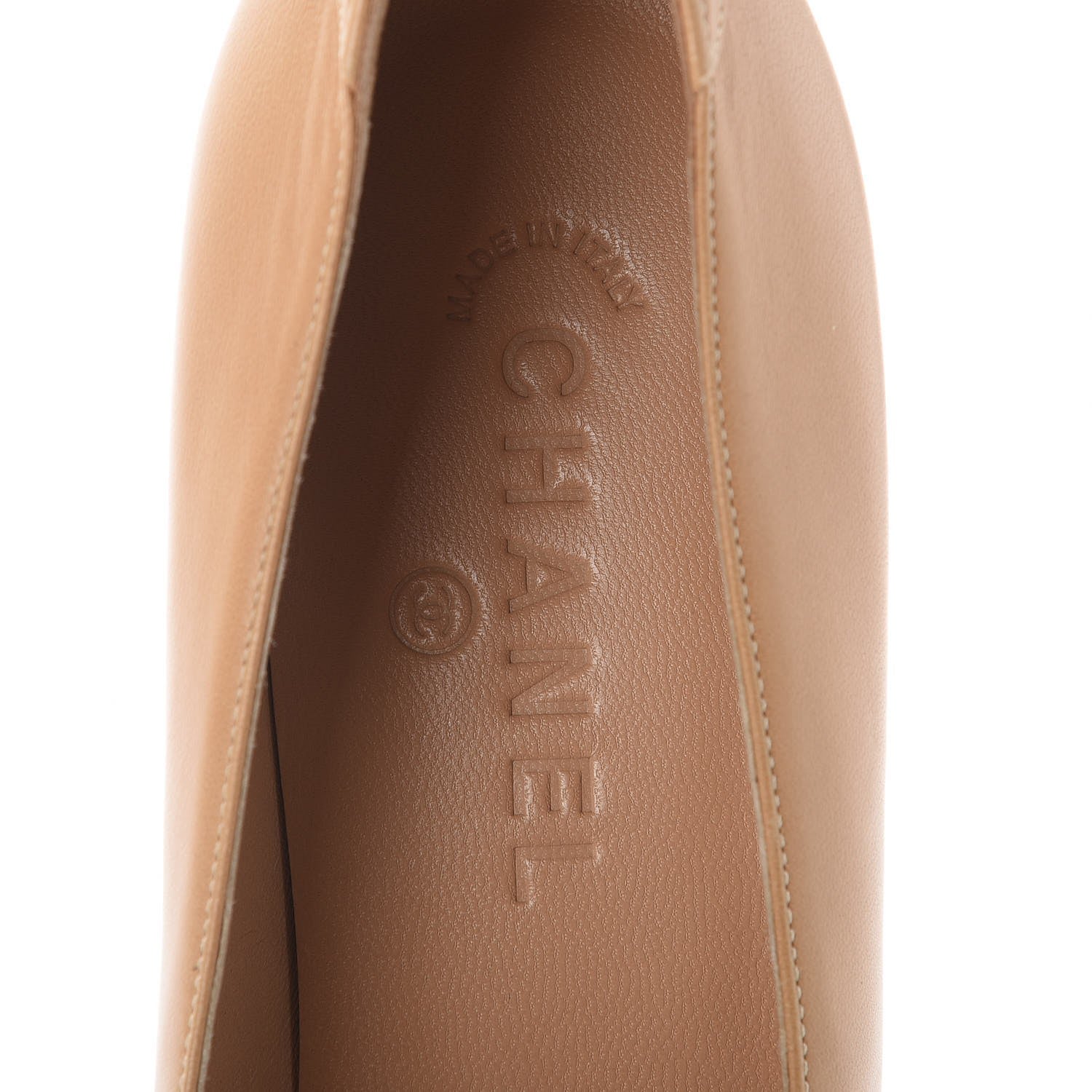 Chanel Lambskin Patent Cap Toe Pumps 41 Beige 7 of 10