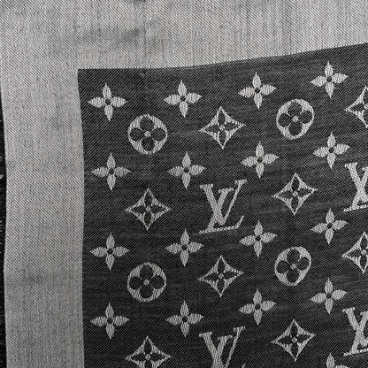 Louis Vuitton Silk Wool Monogram Denim Shawl Black 2 of 4