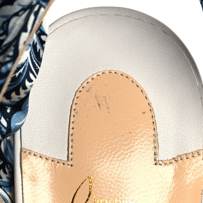 Christian Louboutin Crepe Satin Tissu Blue Du Desert 100 Sandal 39 Multicolor White 8 of 9