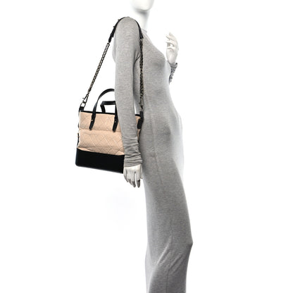 Chanel Aged Calfskin Quilted Medium Gabrielle Shopping Tote  Beige Black 2 of 10