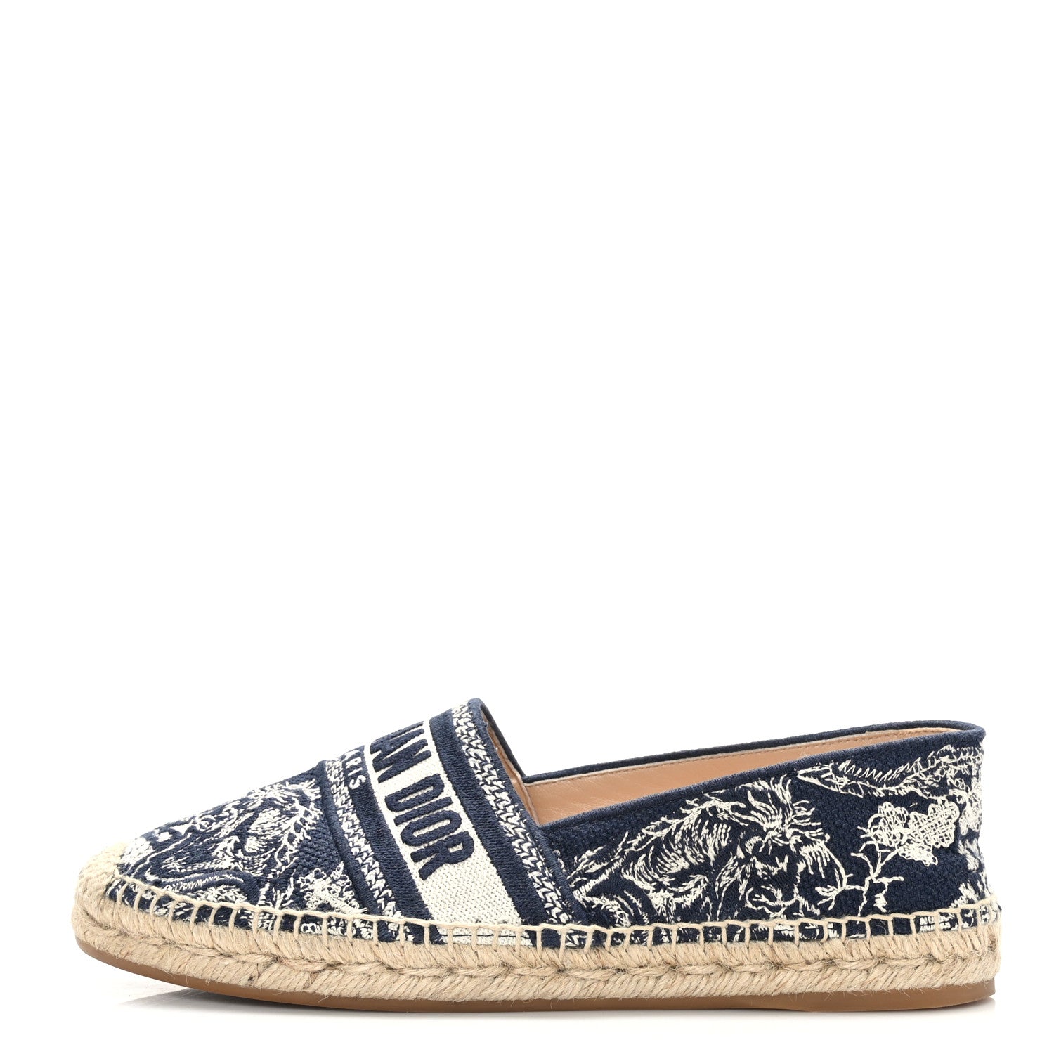 Christian Dior Embroidered Toile De Jouy Granville Espadrille 39 Off White Blue 1 of 9