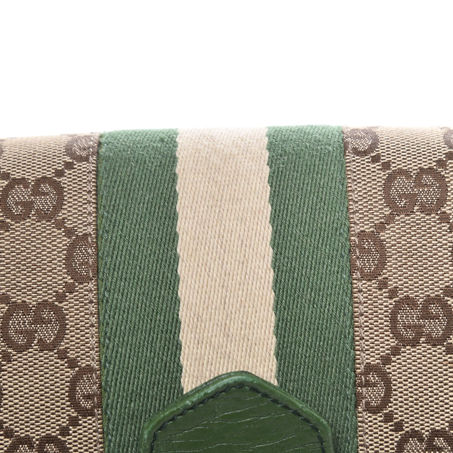 Gucci Monogram Horsebit Web Flap Bag Green 11 of 13