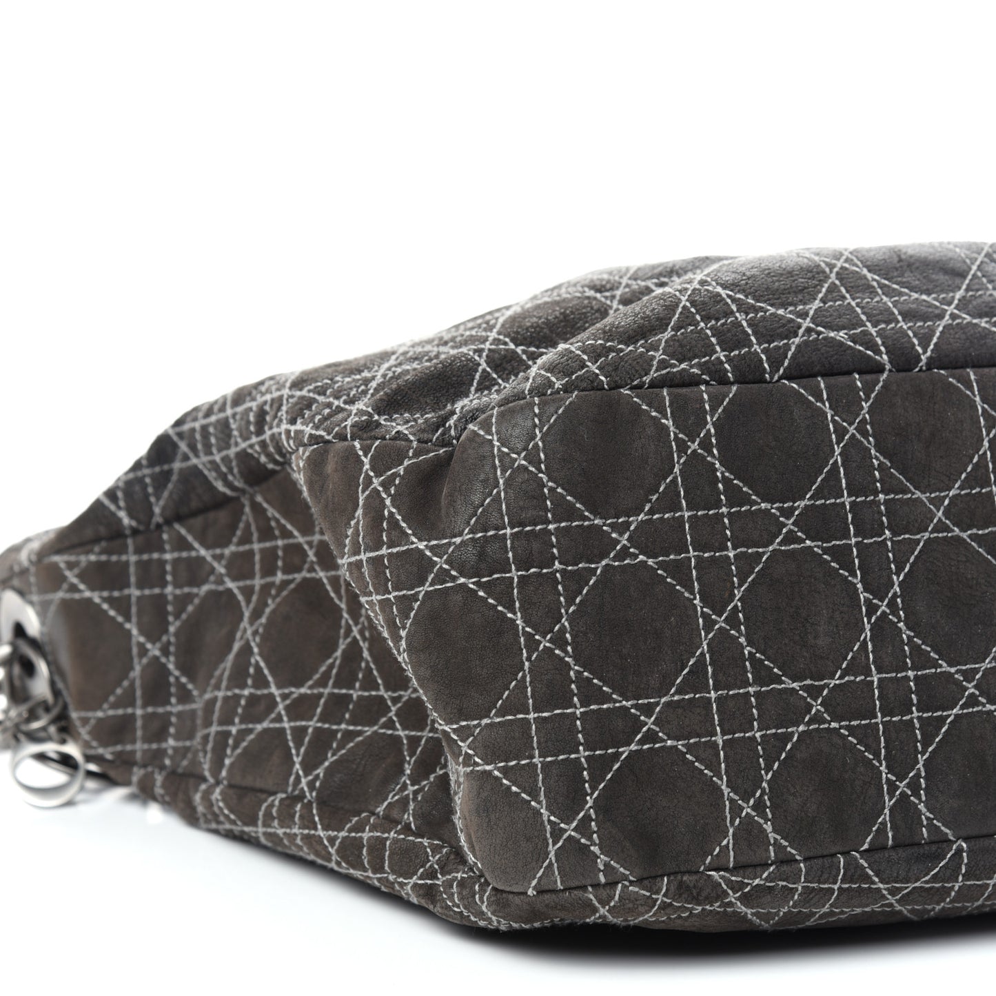 Goatskin Cannage Medium Lady Dior Hobo Gray