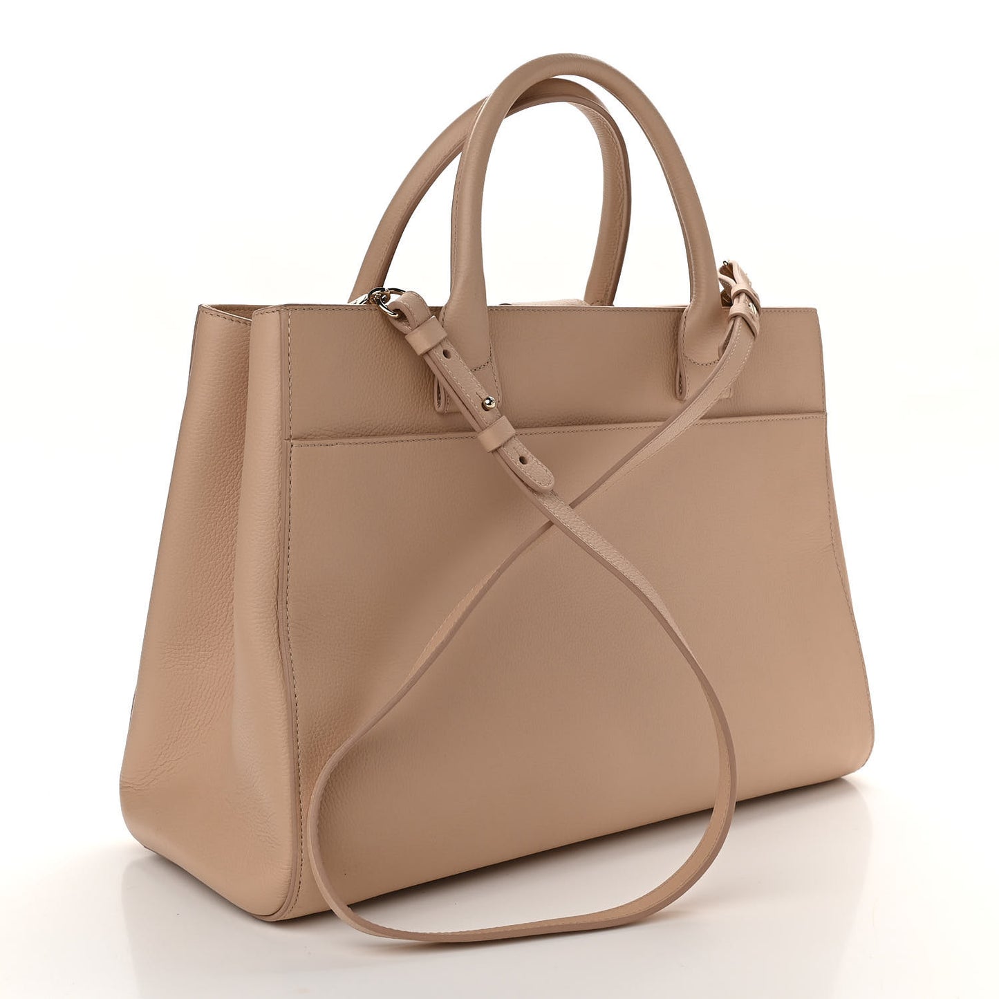 Grained Calfskin Medium Neo Executive Shopper Tote Beige