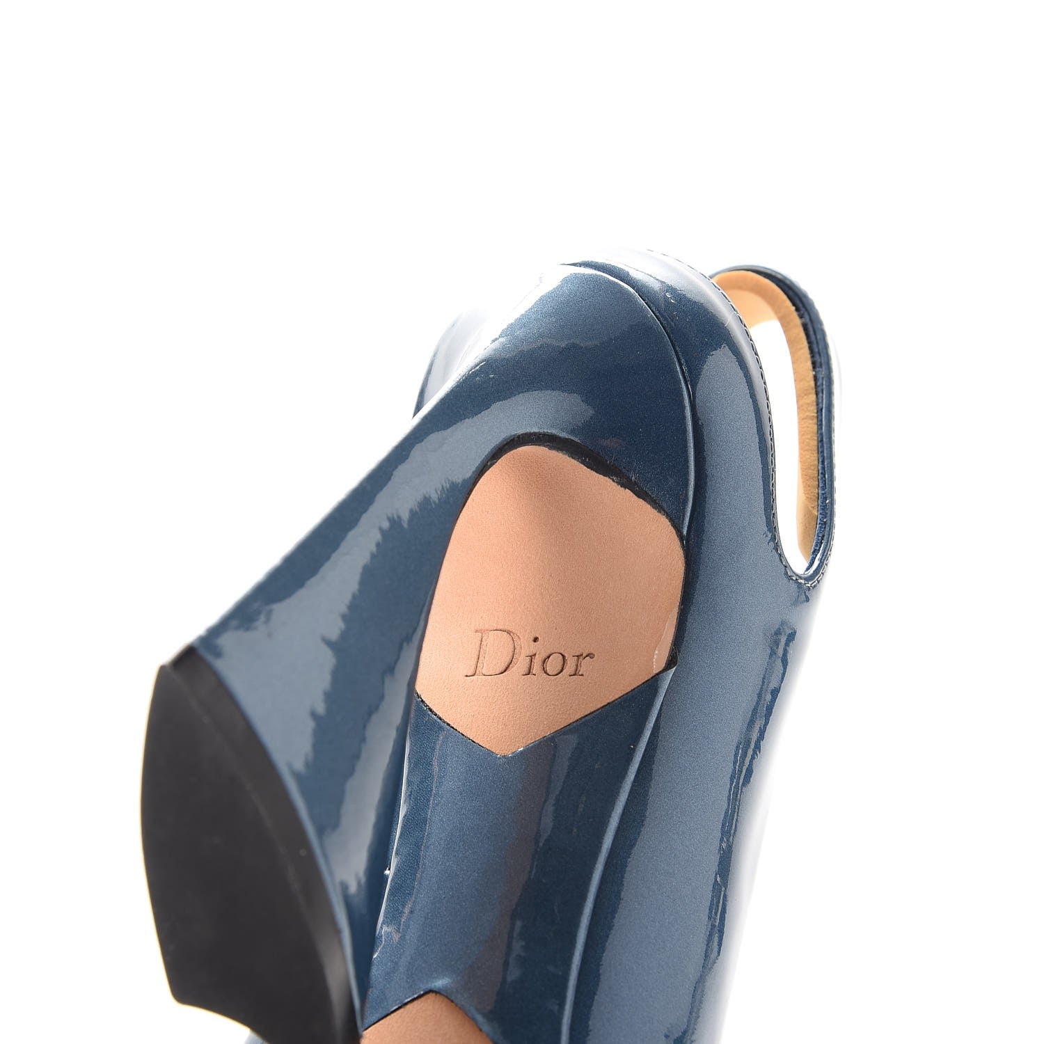 Christian Dior Patent Slingback Pumps 34 Blue 9 of 17