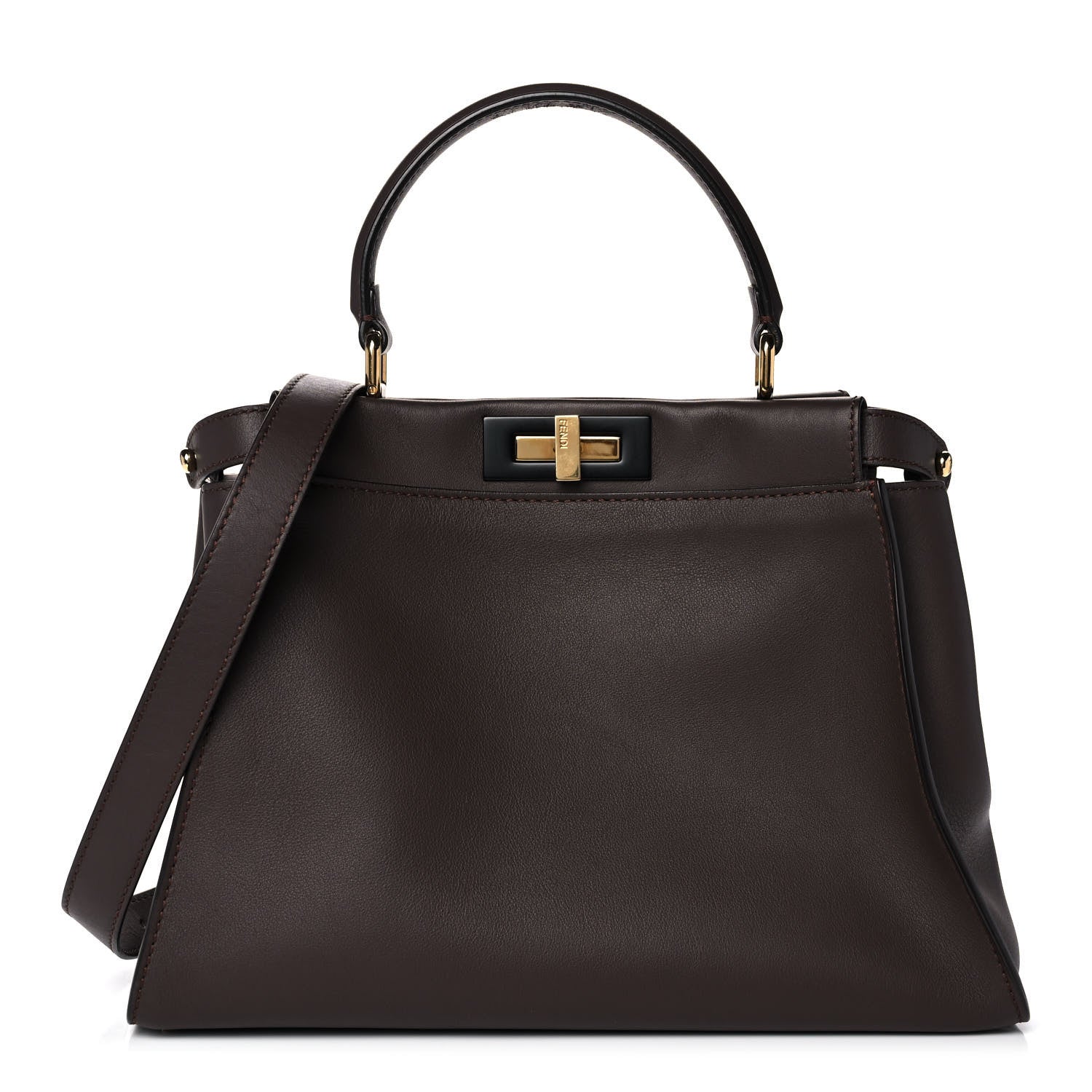 Fendi Vitello Seta Shiny Nappa Medium Peekaboo Iconic Satchel Moresco Rosa Doll 1 of 10