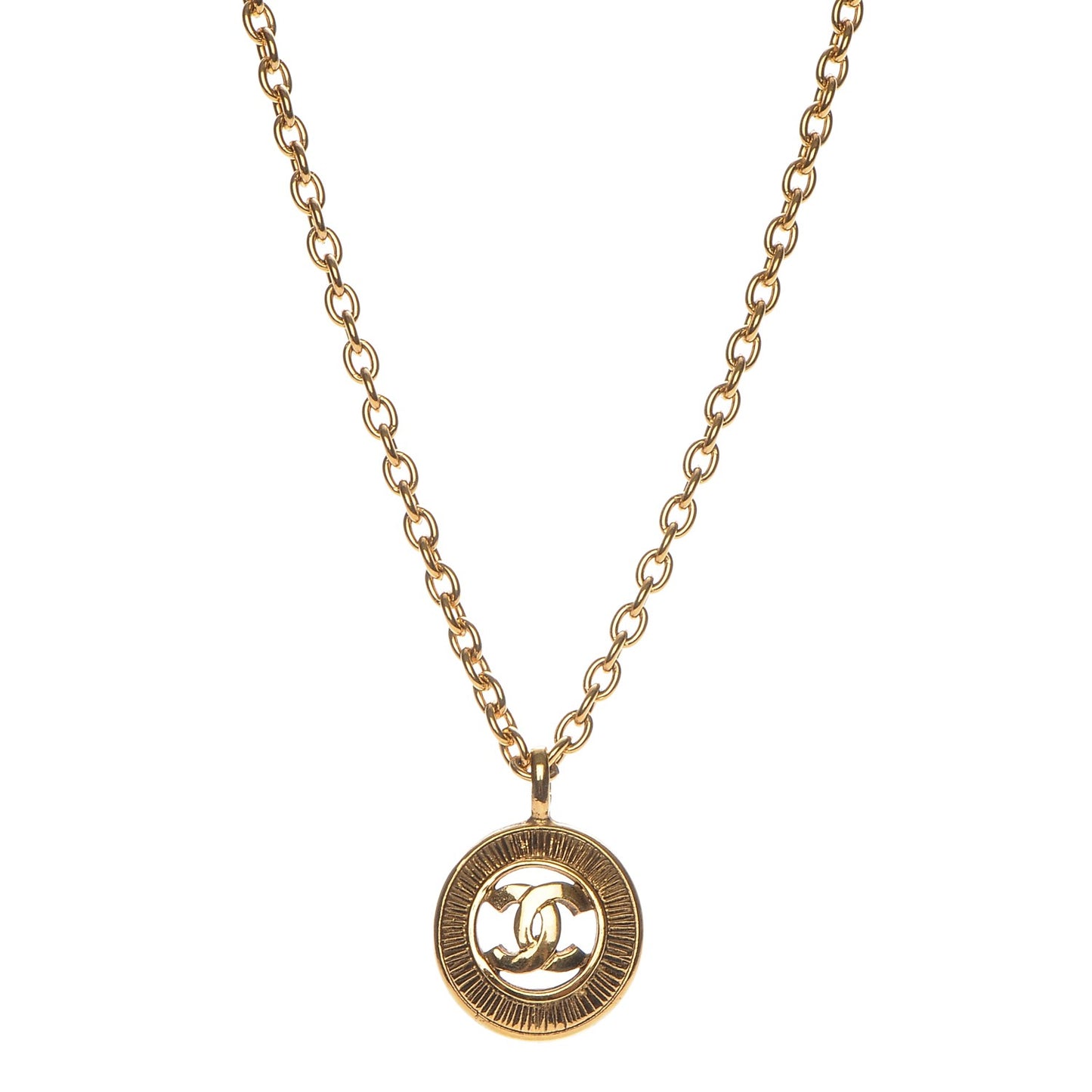 Sunburst Cutout CC Necklace Gold