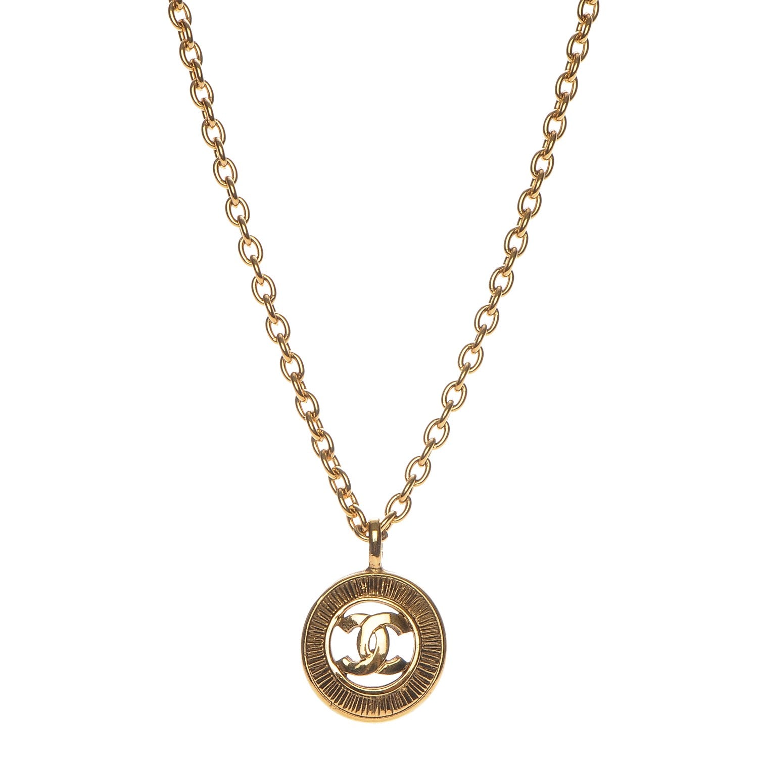 Chanel Sunburst Cutout CC Necklace Gold 1 of 4