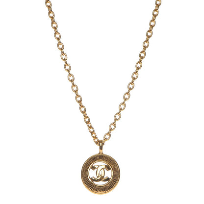 Chanel Sunburst Cutout CC Necklace Gold 1 of 4
