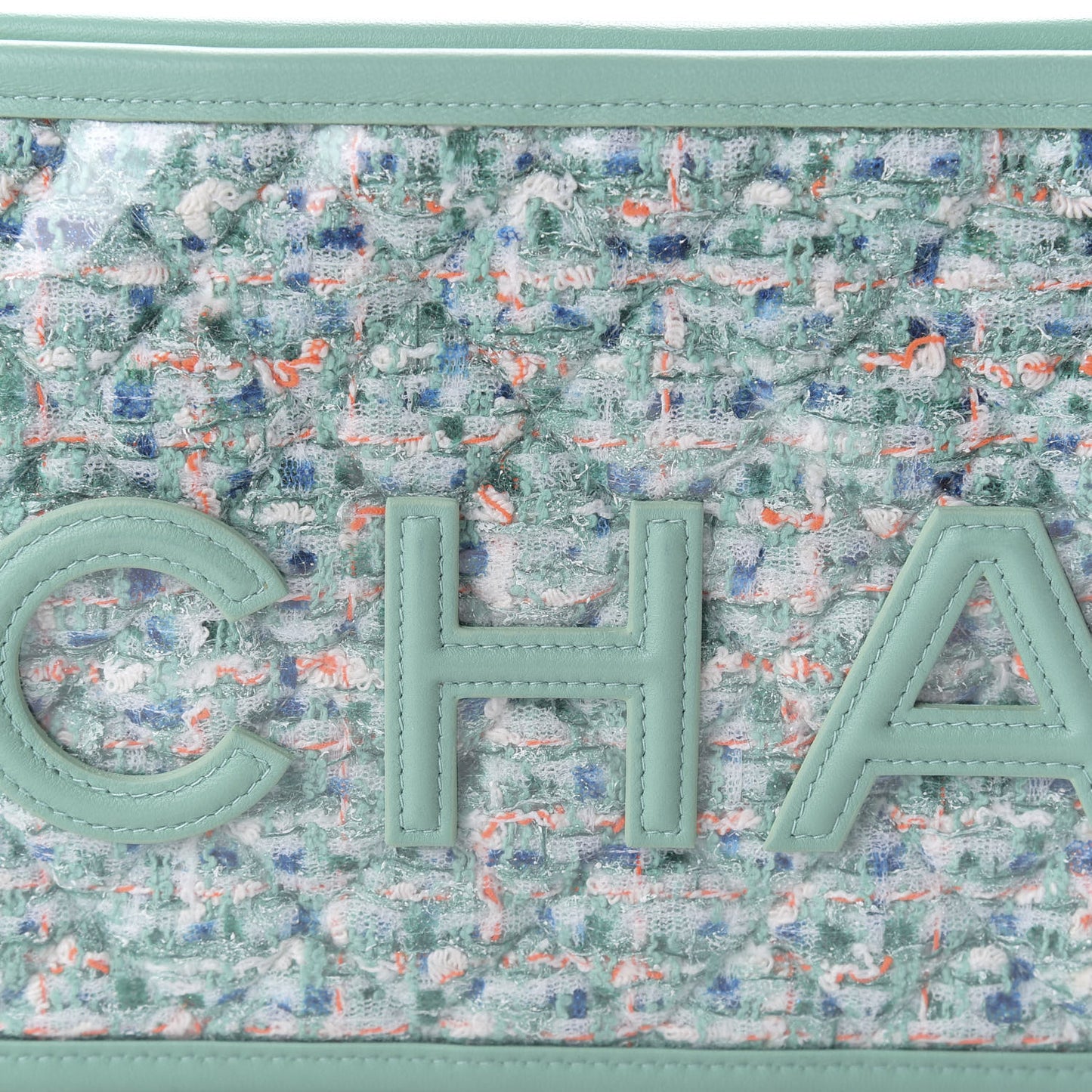 Tweed Lambskin PVC Quilted Wristlet Pouch Green
