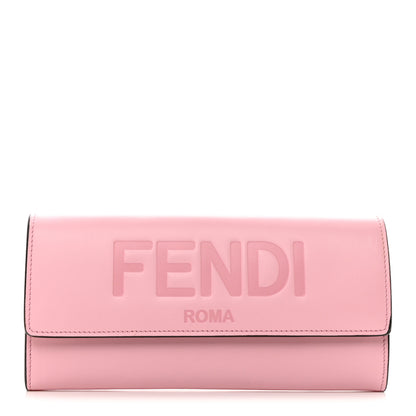 Fendi Vitello King Tamponato Logo Embossed Continental Wallet Rosa Acquerello 1 of 9