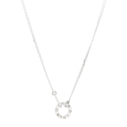 Cartier 18K White Gold 2 Diamond LOVE Necklace 1 of 7