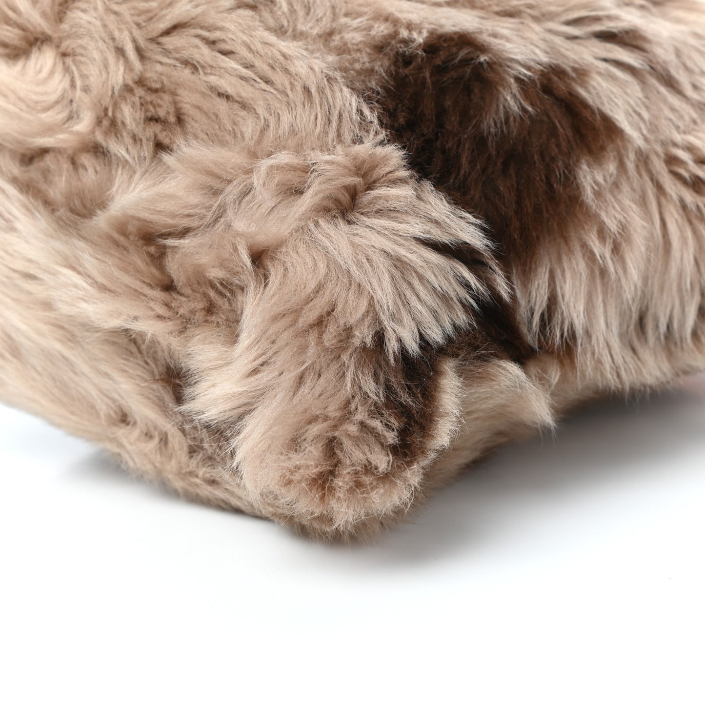 Montone Shearling Fox Fur Saffiano Shoulder Bag Brown