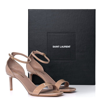 Saint Laurent Patent Calfskin Amber 105 Ankle Strap Sandals 36 Beige 10 of 10