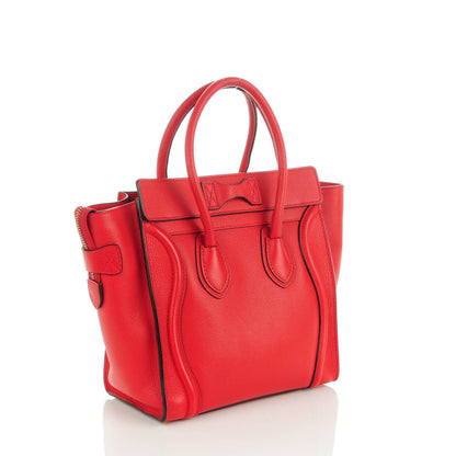 Celine Drummed Calfskin Micro Luggage Coquelicot 3 of 7