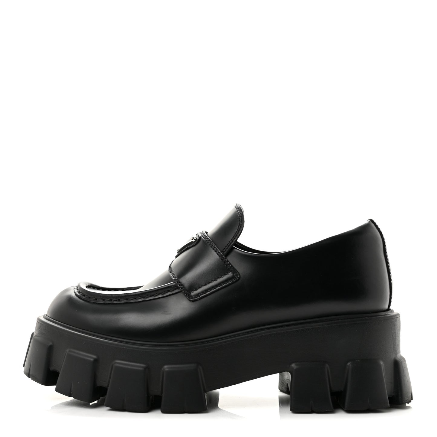 Spazzolato Rois Metal Triangle Logo Monolith 55mm Loafers 39 Black