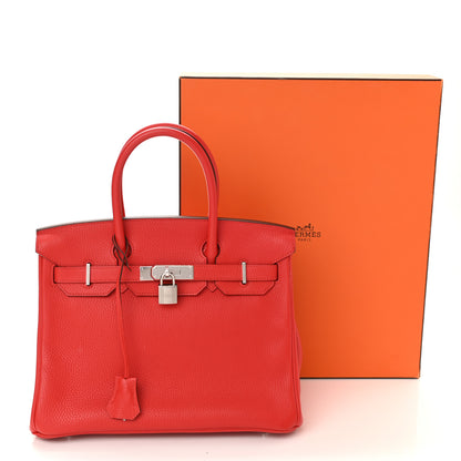 Hermes Taurillon Clemence Birkin 30 Rouge Tomate 12 of 12