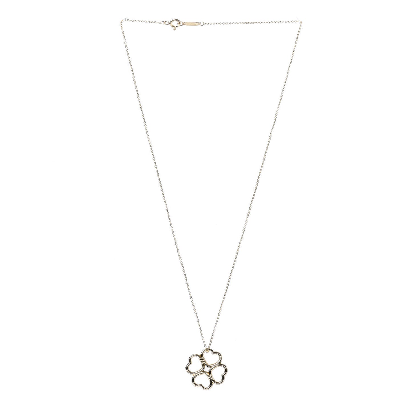 18K Yellow Gold Loving Heart Clover Pendant Necklace