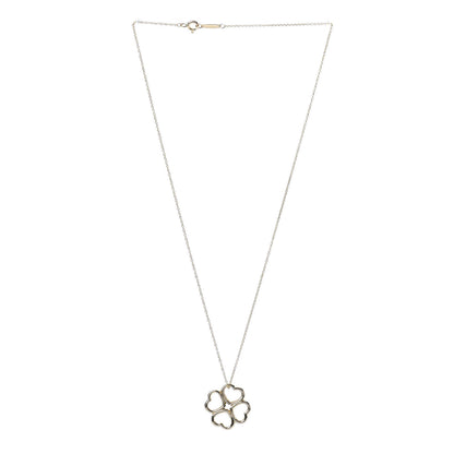 Tiffany 18K Yellow Gold Loving Heart Clover Pendant Necklace 3 of 5