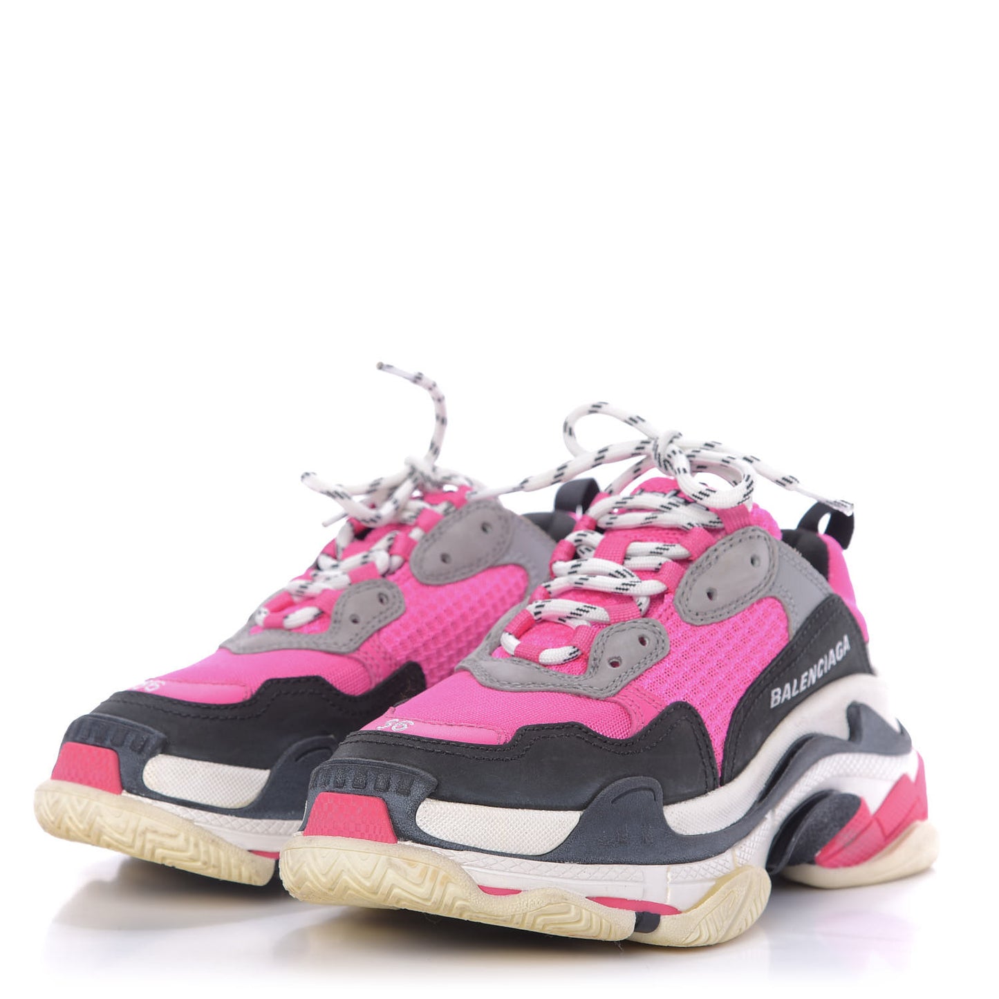 Fabric Mesh Womens Triple S Sneakers 36 Fluo Pink Grey White