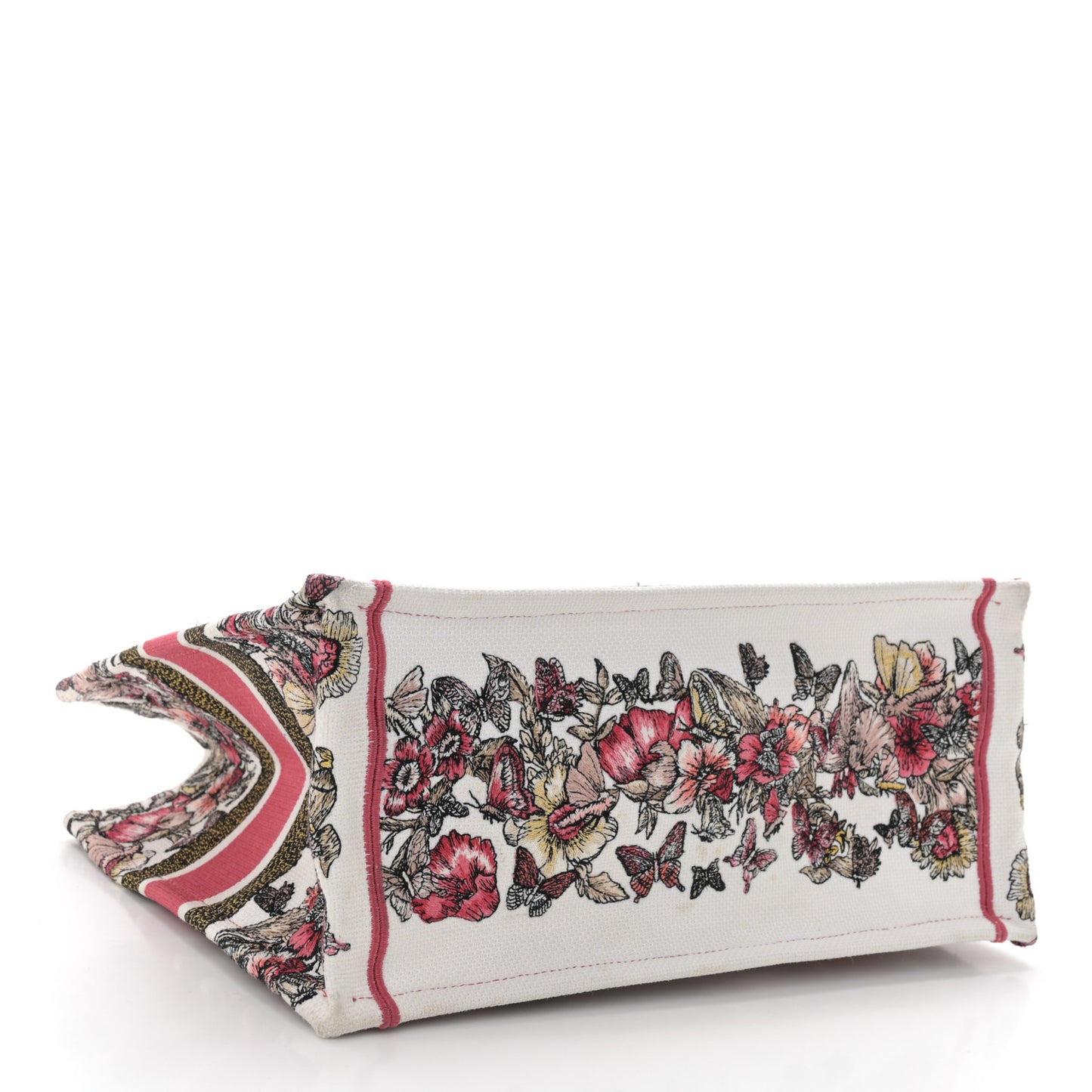 Canvas Embroidered Medium Butterfly Print Book Tote Multicolor
