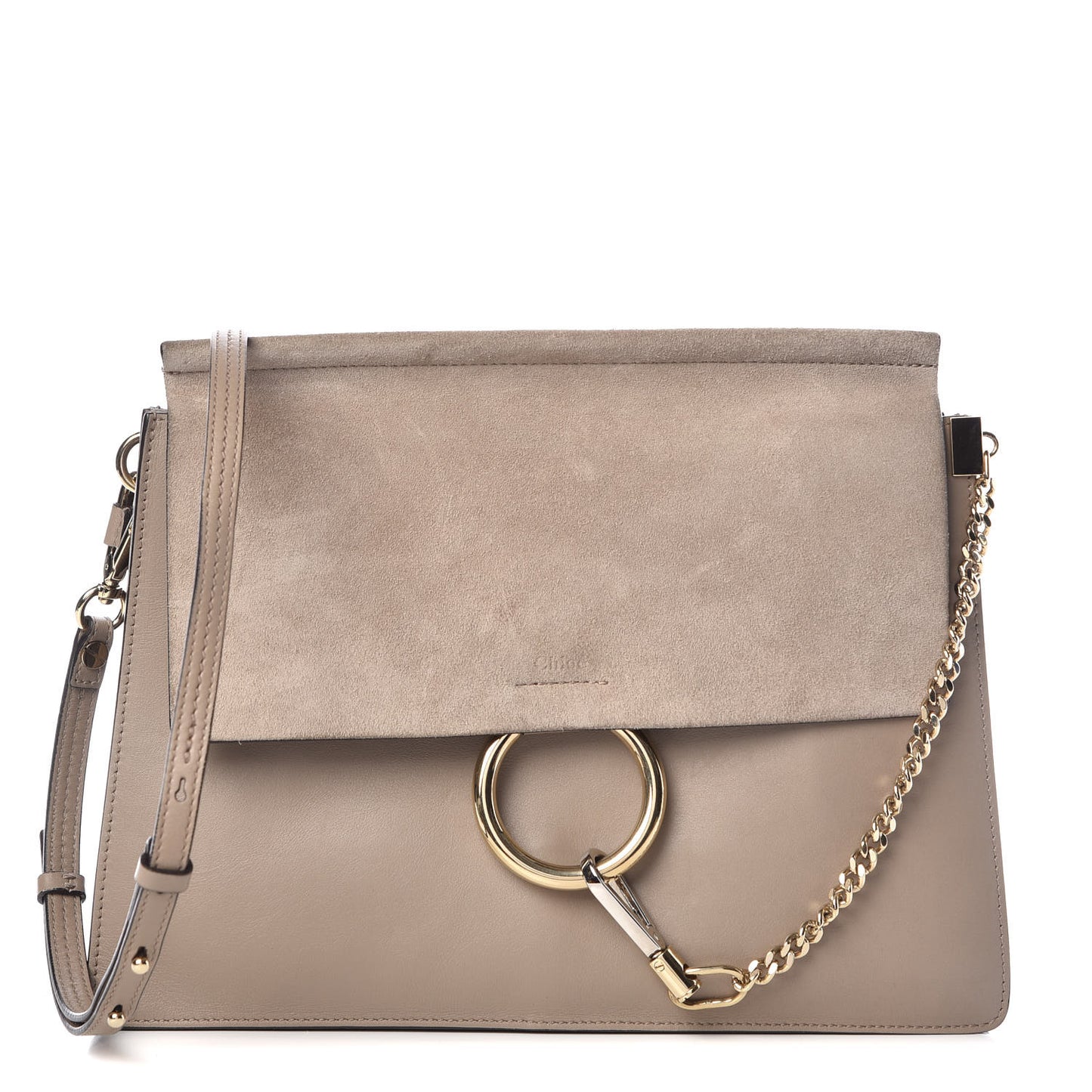 Calfskin Suede Medium Faye Shoulder Bag Motty Grey