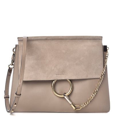 Chloe Calfskin Suede Medium Faye Shoulder Bag Motty Grey 1 of 14