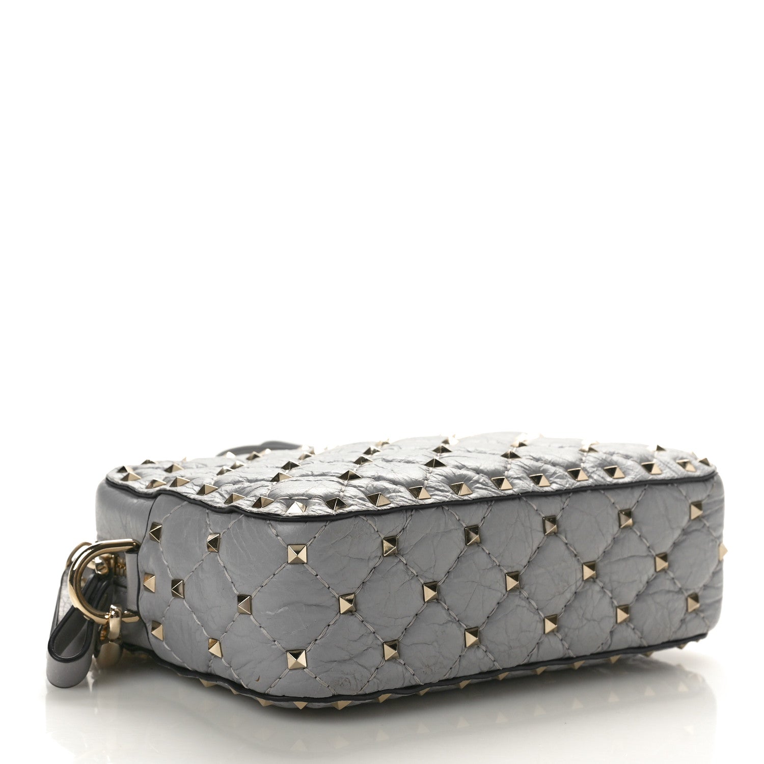 Valentino Garavani Craquele Nappa Rockstud Spike Camera Crossbody Bag Pastel Grey 4 of 9