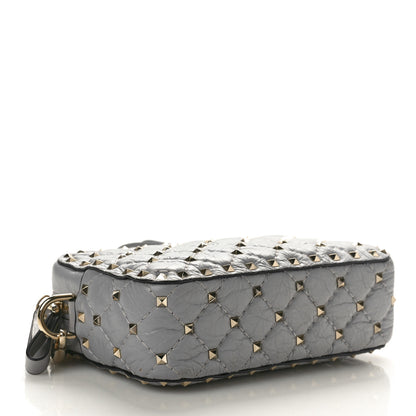 Valentino Garavani Craquele Nappa Rockstud Spike Camera Crossbody Bag Pastel Grey 4 of 9