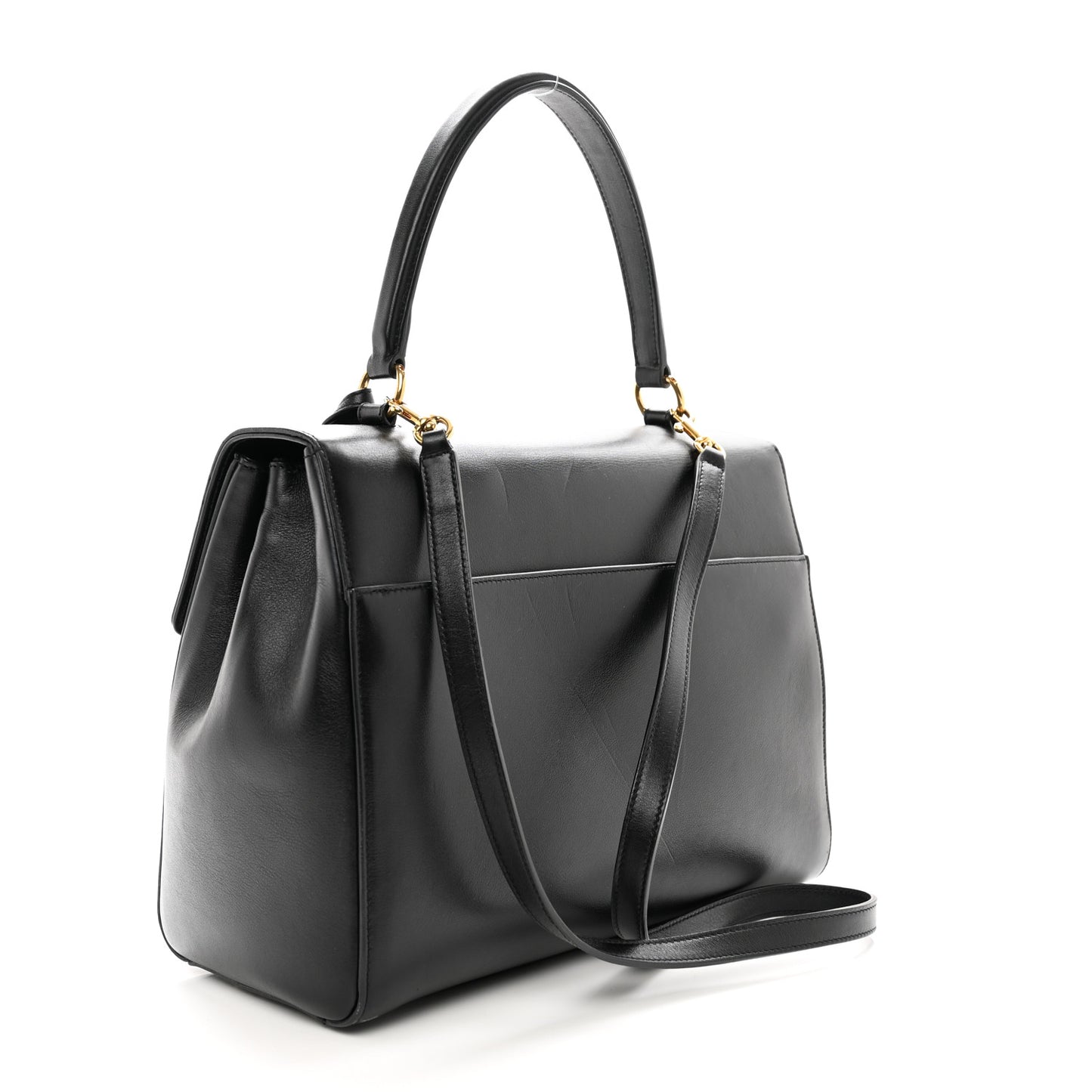Calfskin Medium Moujik Top Handle Bag Black
