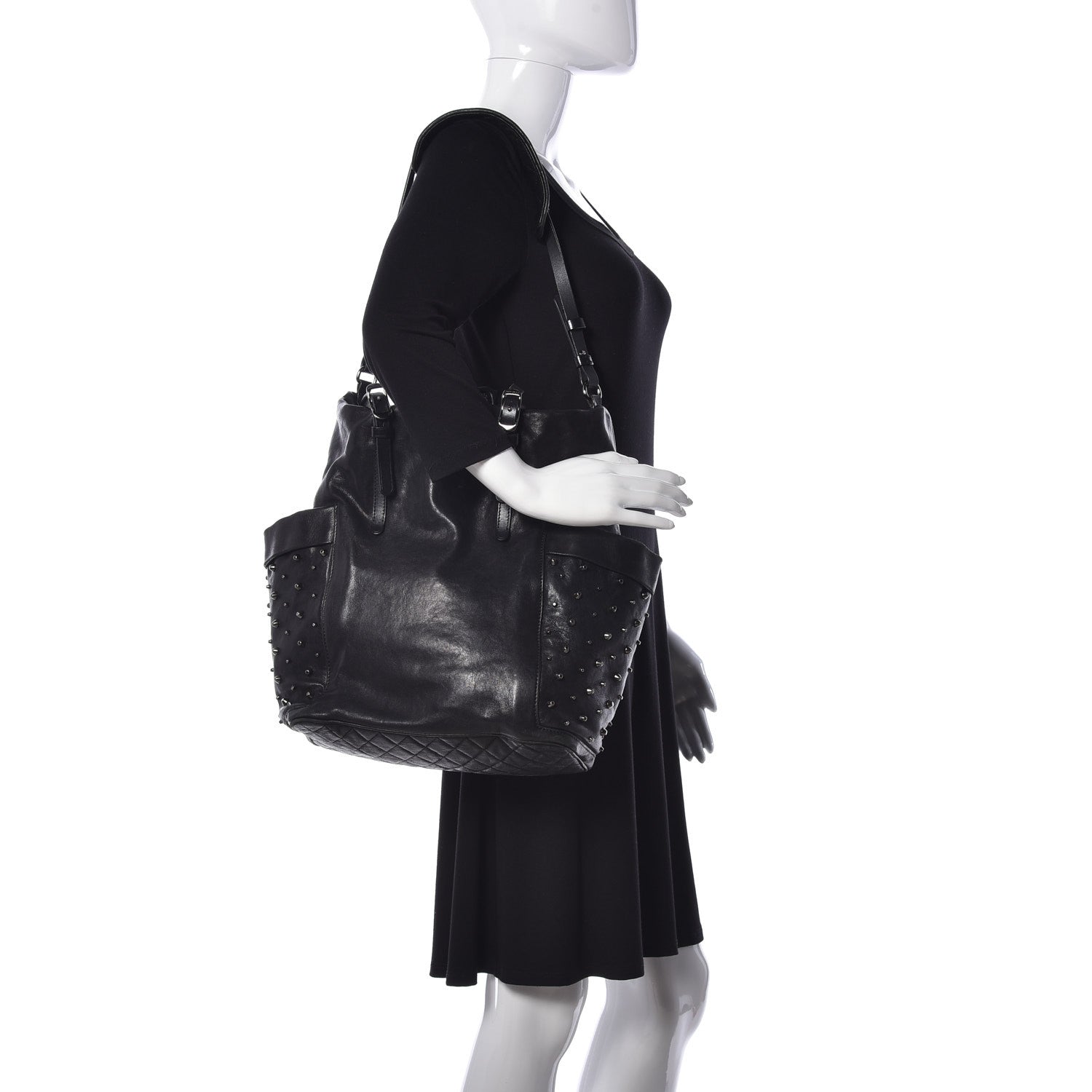 Jimmy Choo Lambskin Studded Blare Tote Black 2 of 19