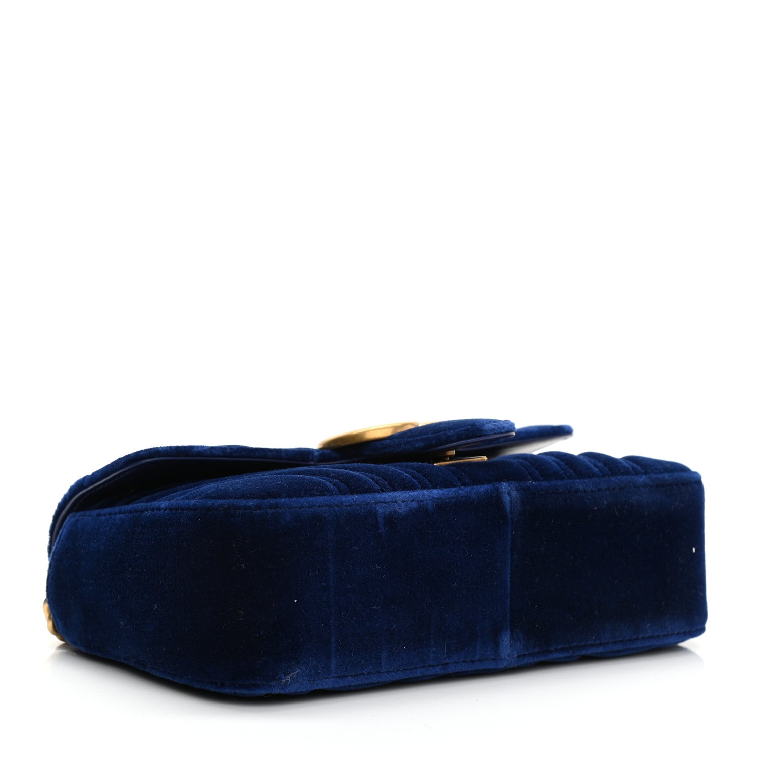 Gucci Velvet Matelasse Mini GG Marmont Shoulder Bag Cobalt Blue 4 of 10