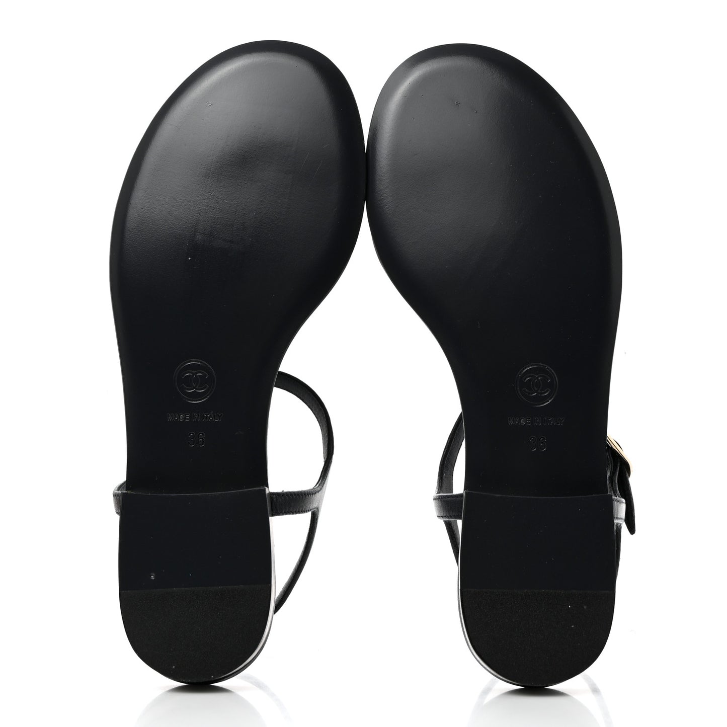 Lambskin Crystal CC Thong Sandals 37 Navy Blue