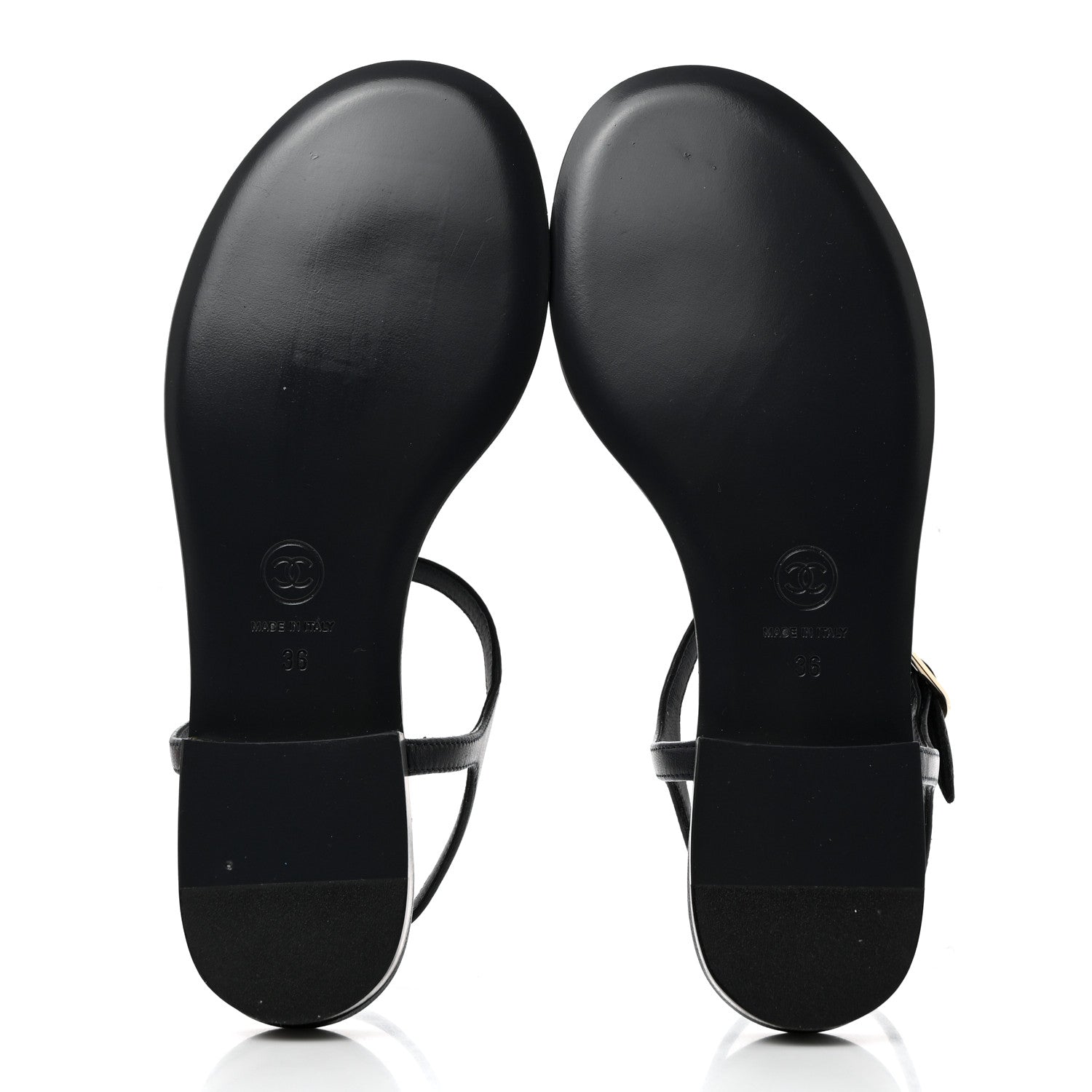 Chanel Lambskin Crystal CC Thong Sandals 37 Navy Blue 6 of 9