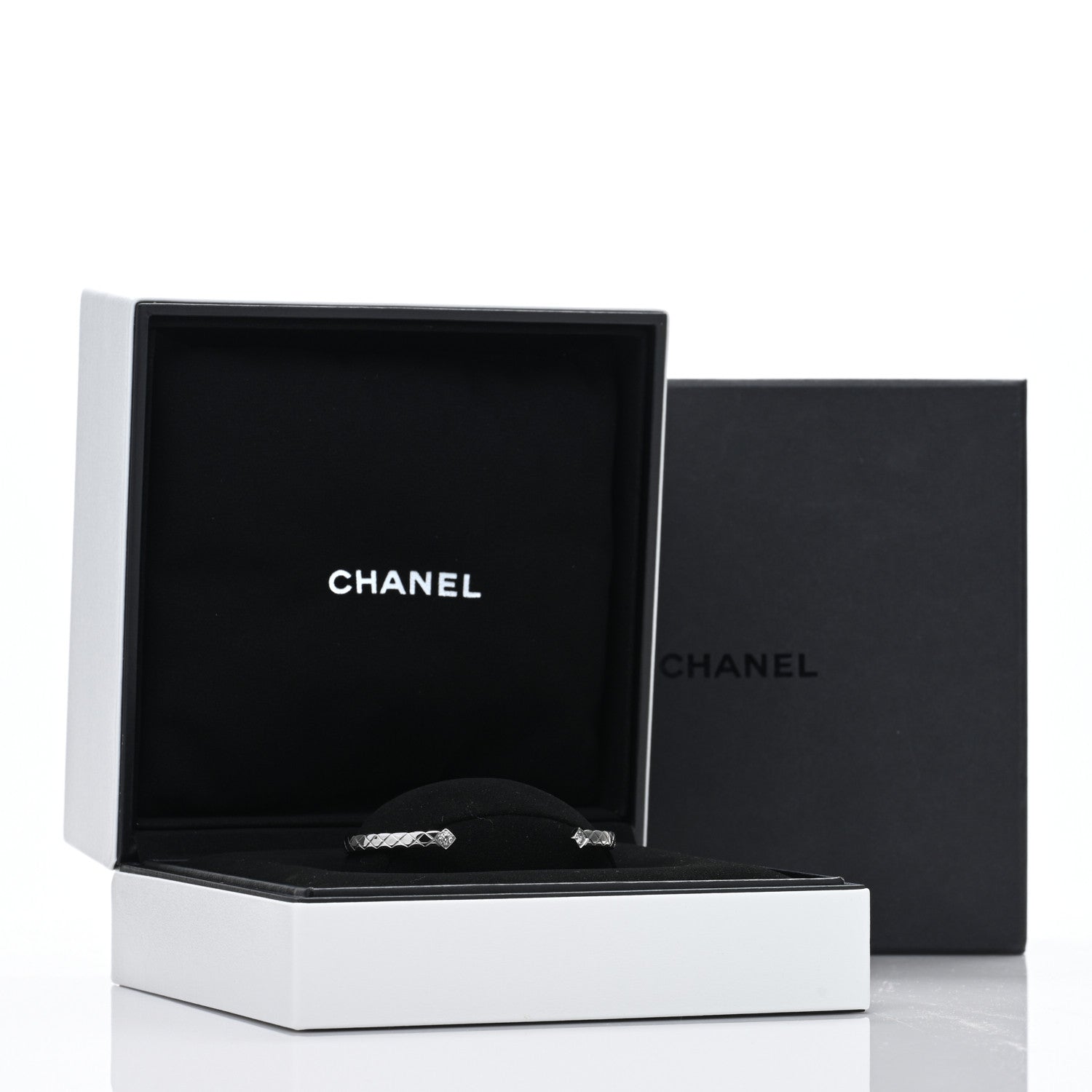Chanel 18K White Gold Diamond Coco Crush Cuff Bracelet M 4 of 4