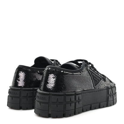 Prada Paillettes Triangle Logo Double Wheel 50mm Sneakers 37 Black 5 of 10